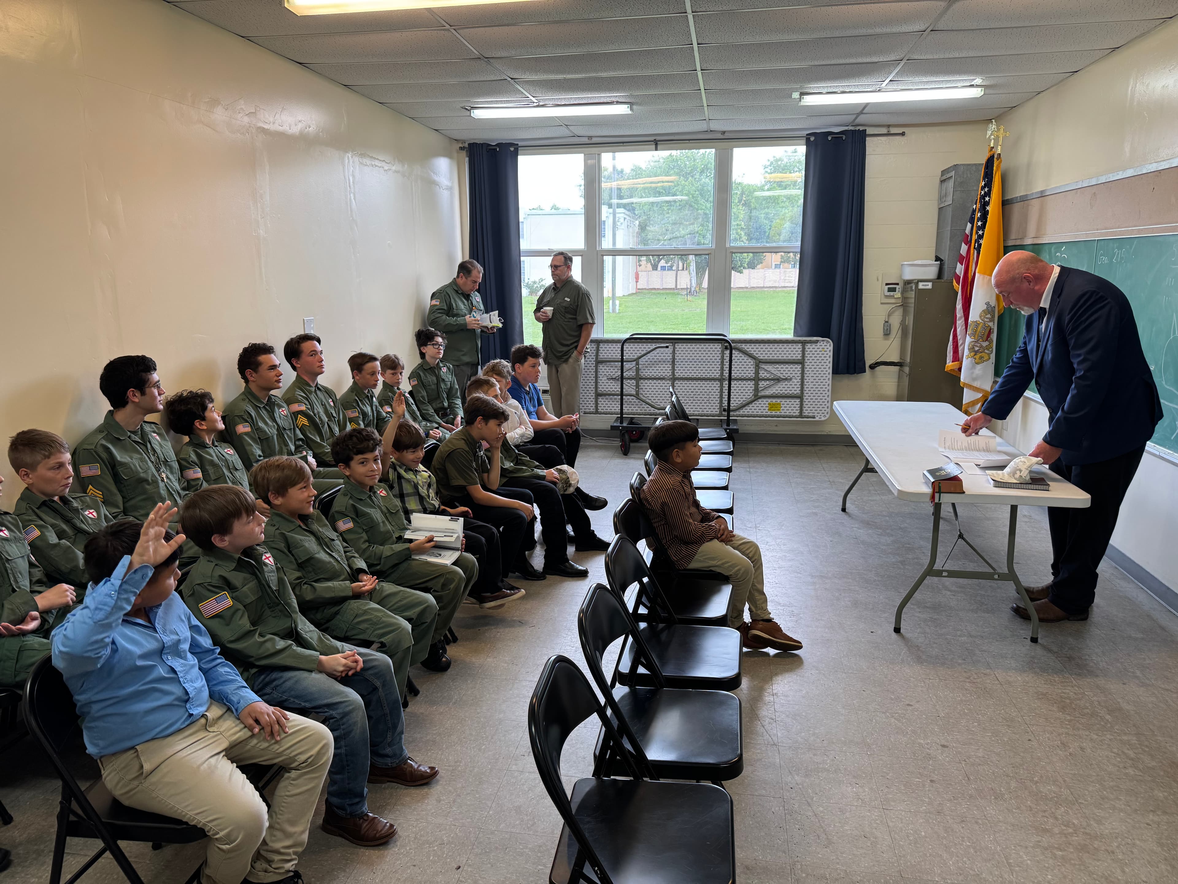 Troop 51 families gathered together outdoors