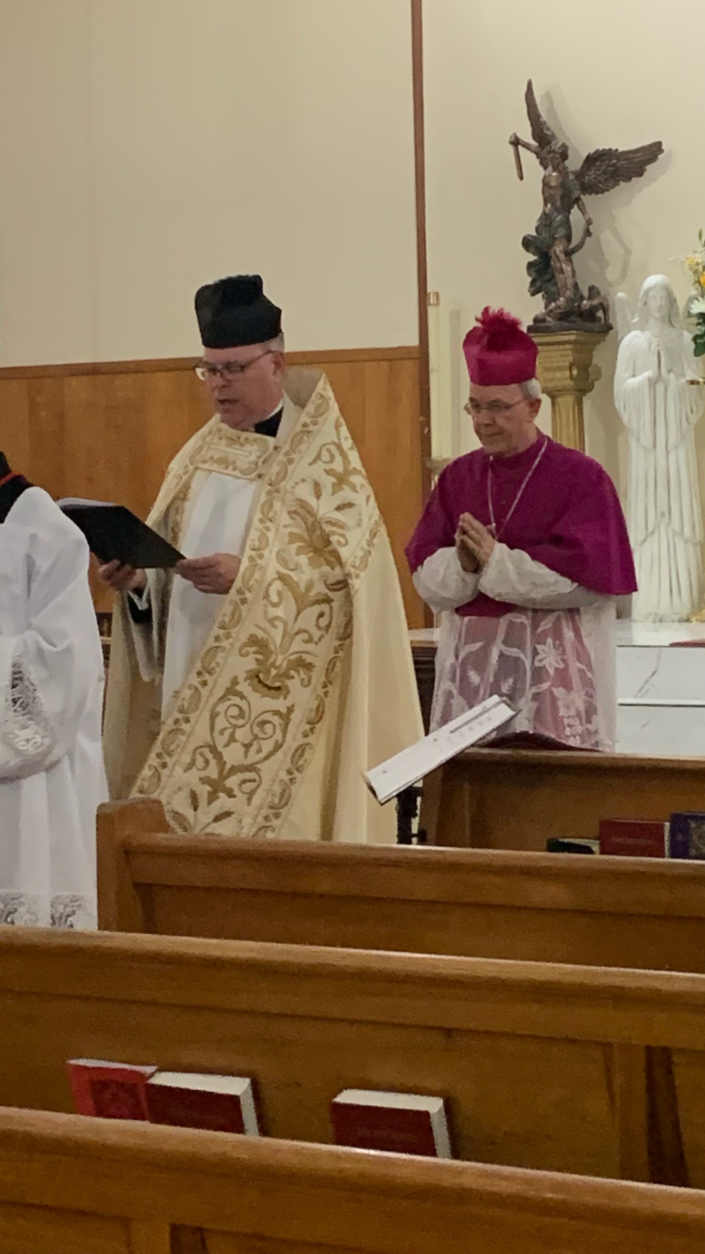 Families gathered after Mass at BBB