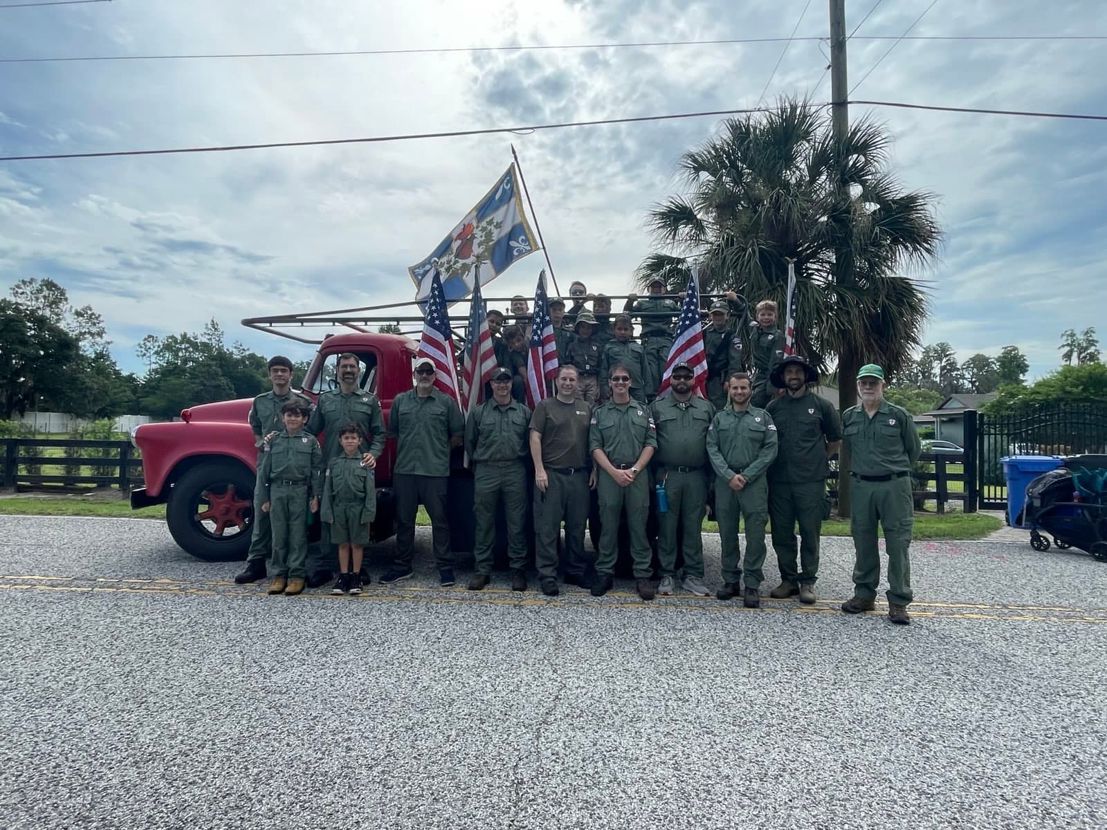 Troop 51 Tampa Bay assembled in uniform